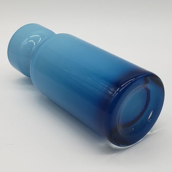 MCM Retro Blue Opal White Cased Scandinavian Art Glass Bud Vase - Picture 5 of 11